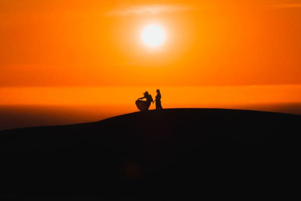 Silhouette of a Couple in the Sunset