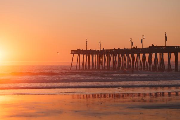 Pismo Pier at sunset from Pismo Beach
