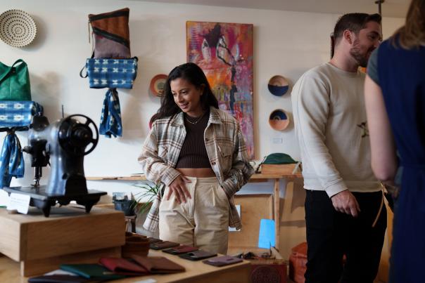 Women shopping in colorful store