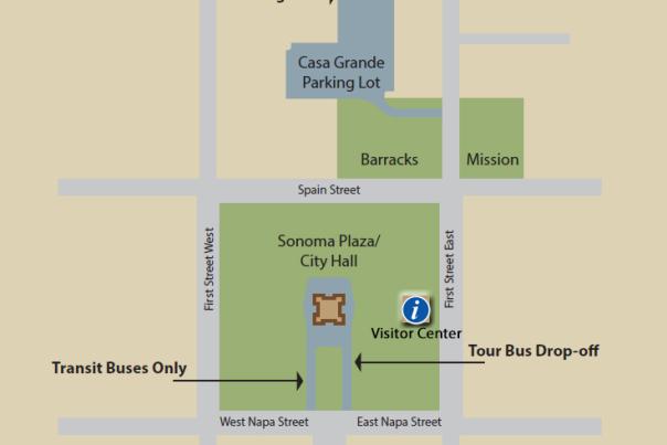 Bus drop-off Sonoma Plaza