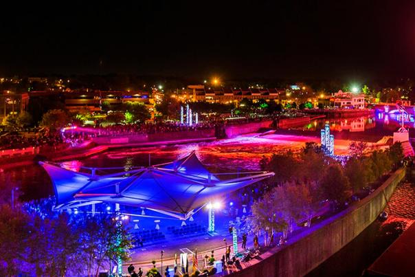 Fireworks illuminate the night sky at Island Park