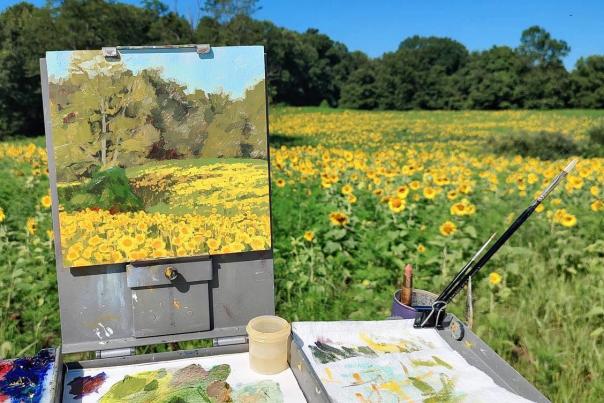 Sunflower Painting in field