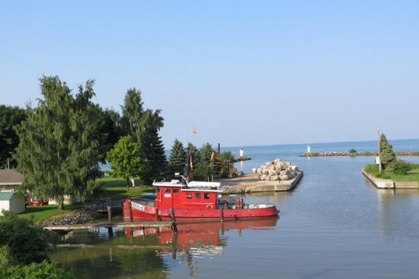 Boat on Lake Erie marina