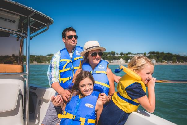 Family on Boat in Port Stanley