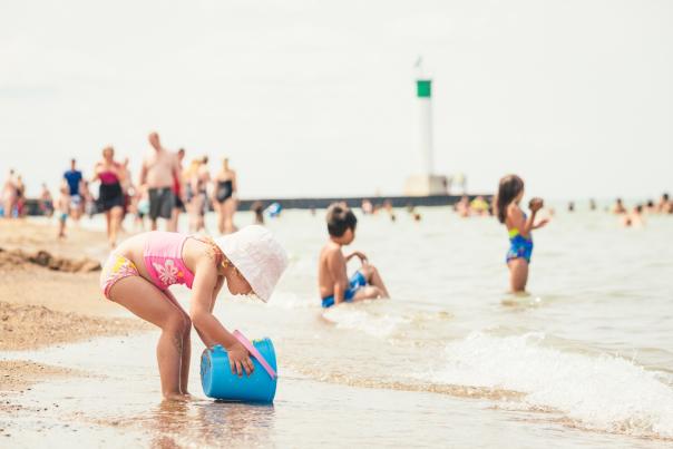 Little girl with bucket in Grand Bend