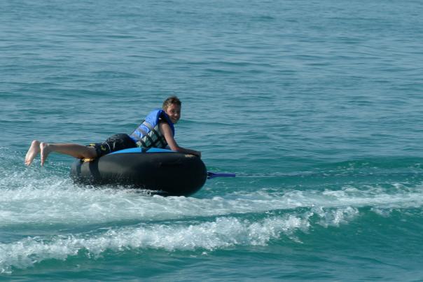 Child tubing in Grand Bend