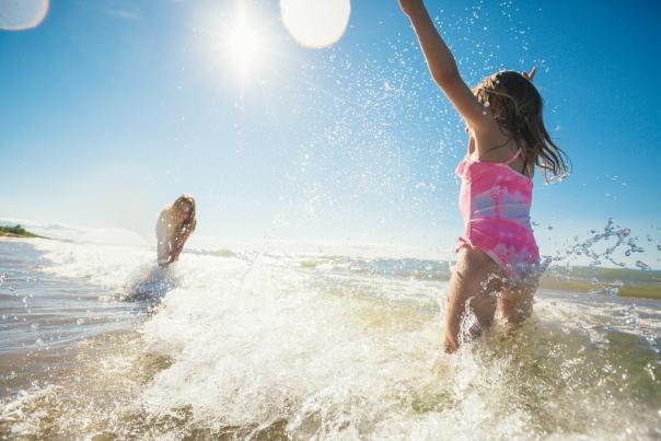 Girls on Beach on Lake Huron