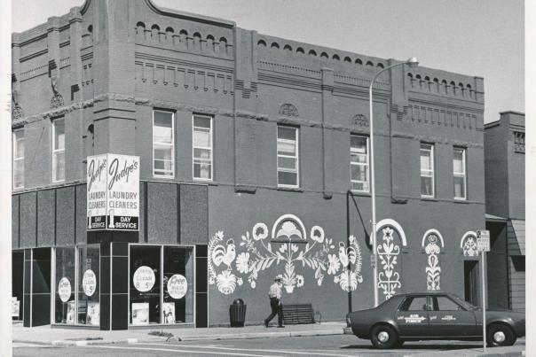Black and White Main Street Photo of Polish Chicken Downtown Stevens Point