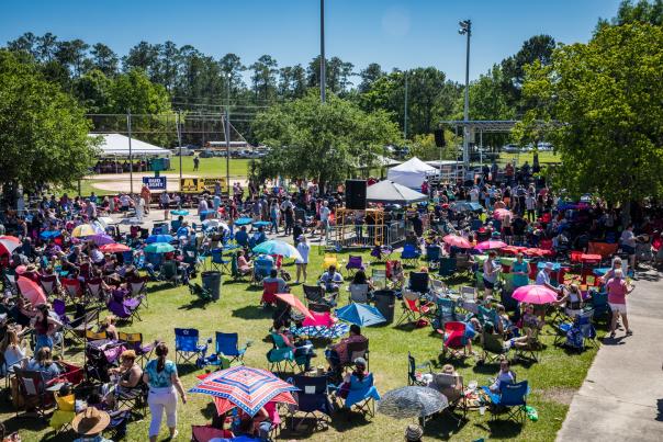 Spreading out in Slidell's Fritchie Park for live music
