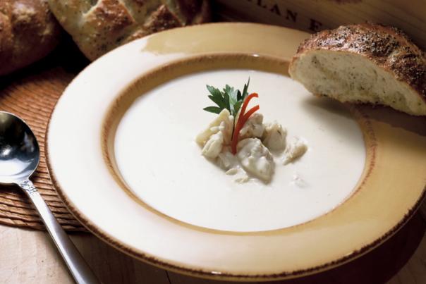 Chef Kim Kringlie of Dakota's Lump Crabmeat & Brie Soup