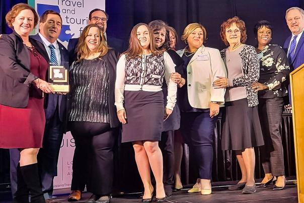 Northshore team accepting 2022 Louey Awards for Outstanding CVB/TC of the Year