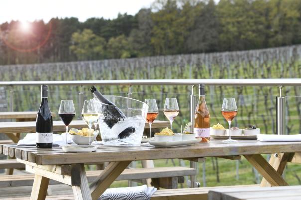 Bolney selection of wines near the vineyard