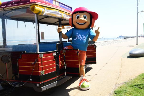 Jo Joio riding the Swansea Bay Rider Land Train