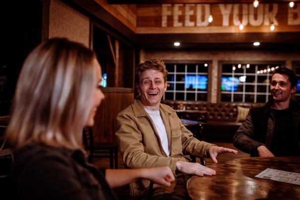 Friends enjoying Bull and Bear