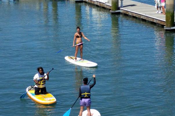 Stand up paddle boarding in the Foss Waterway