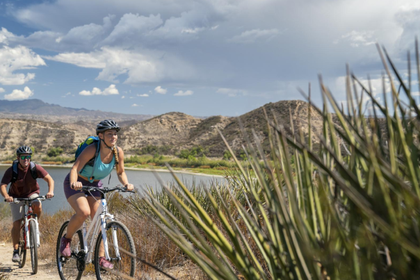 A couple biking near Vail Lake in Temecula