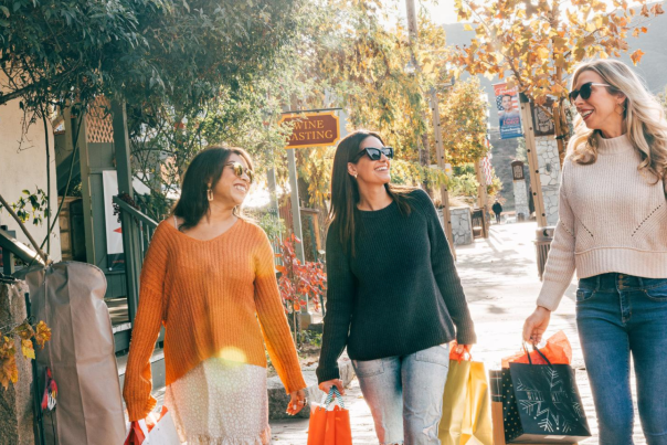 Three woman shopping in Old Town, Temecula