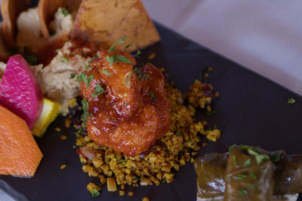 A plate of assorted food