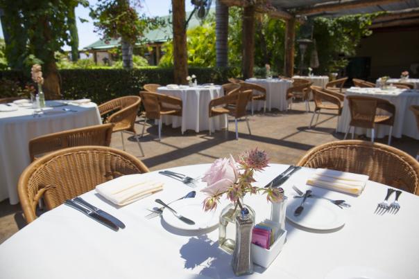Vineyard Rose Restaurant, outdoor patio, empty tables