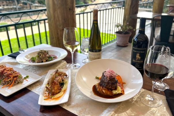 Assorted dishes at the  Vineyard Rose Restaurant