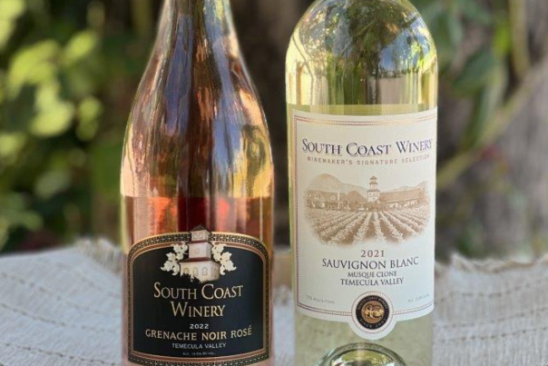 Two bottles of wine, close up