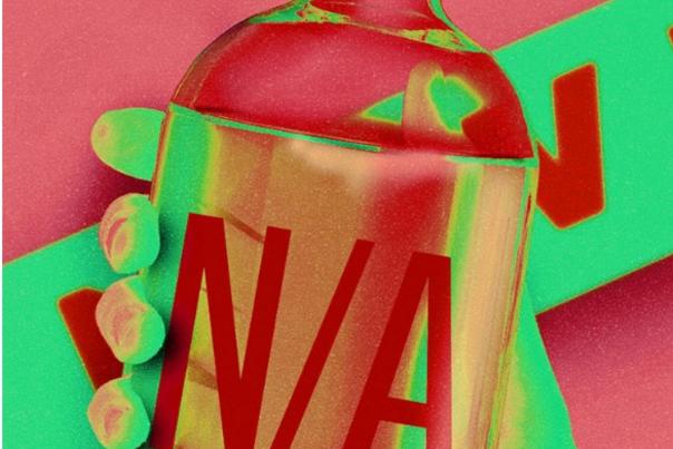 stock image of a Non-alcoholic bottle of liquor
