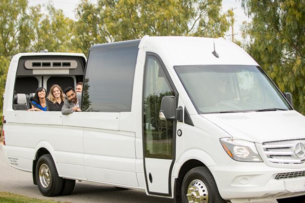 Convertible Mercedes Tour Bus With Group