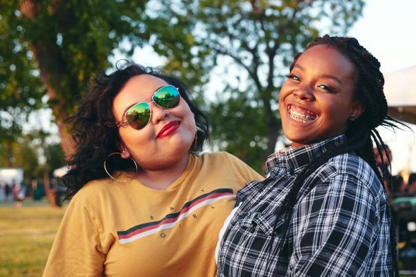 Two girls smiling