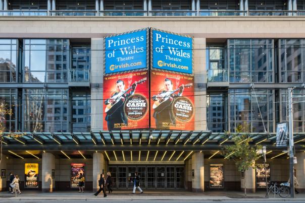 Outside the Princess of Wales Theatre on King Street West in Toronto's Entertainment District