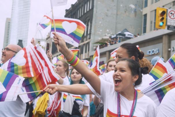 People participate in Toronto's Pride festival parade