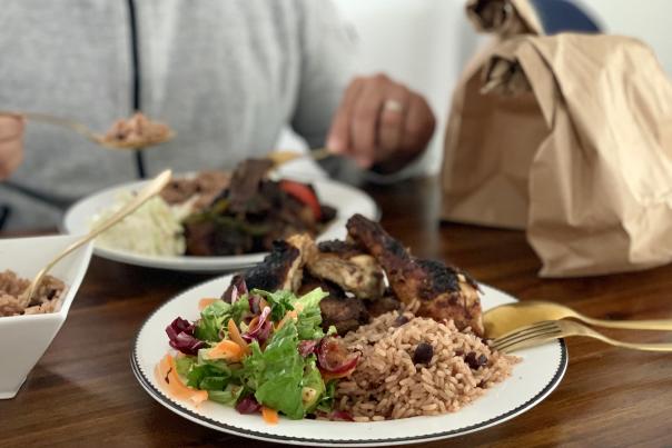 Jerk chicken at Simone's Caribbean Restaurant