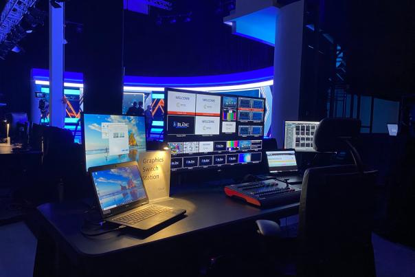 bb Blanc’s in-house broadcast event space with multiple screens