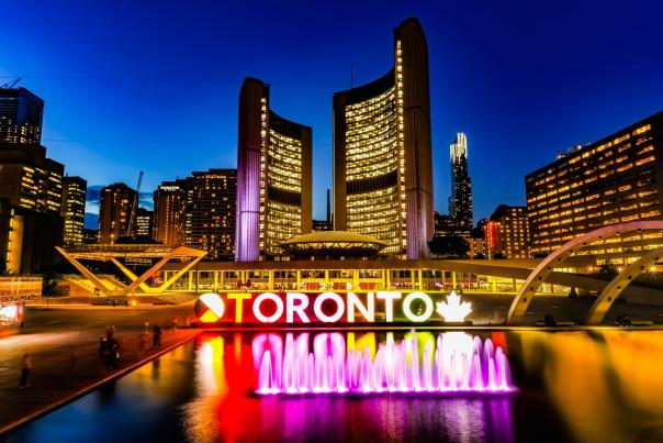 City Hall and Toronto Sign at Night