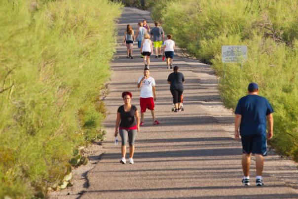 People Hiking on Tumamoc Hill In Tucson, AZ
