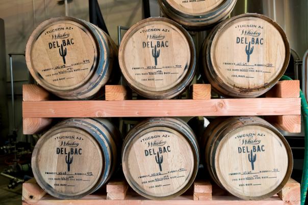 Large Barrels of Whiskey Del Bac at Hamilton Distillery