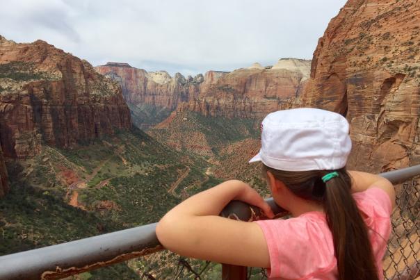 Zion National Park - Girl overlooking Zion Overlook
