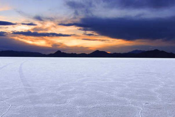 Bonneville Salt Flats at Dusk in Utah