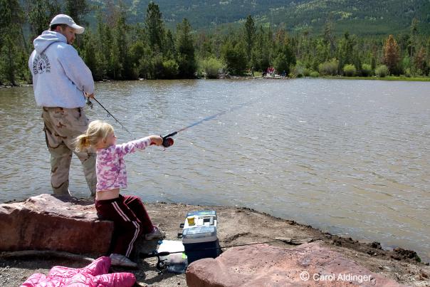 Man and little girl fishing at Flaming Gorge