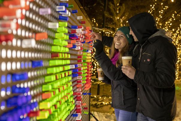 Couple looking at light display