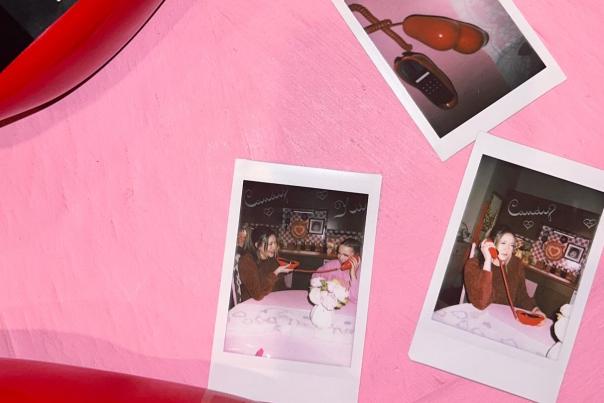 Film Polaroids on a table