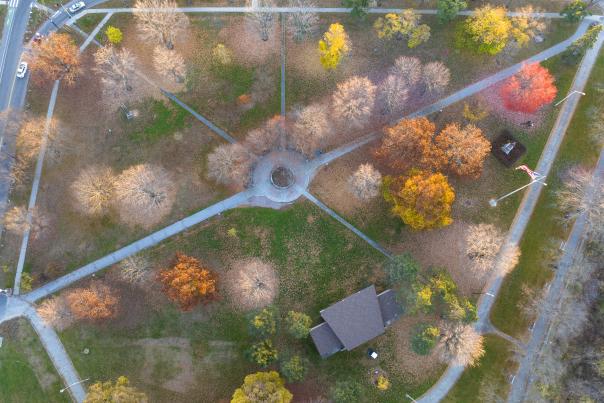 aerial photo of Battery Park in Burlington, Vermont