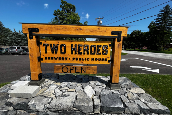 Two Heroes Brewery Sign in South Hero