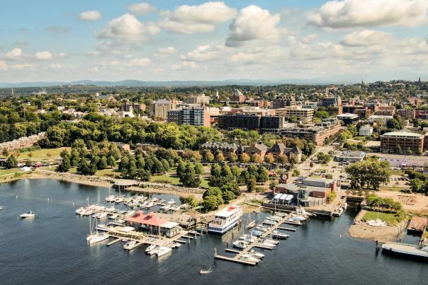 Burlington Waterfront Aerial over looking downtown