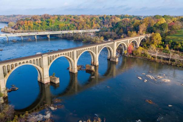 The CSX A-Line Bridge crosses the James River in Richmond.
