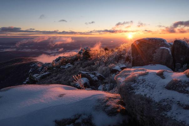 Old Rag Mountain with snow