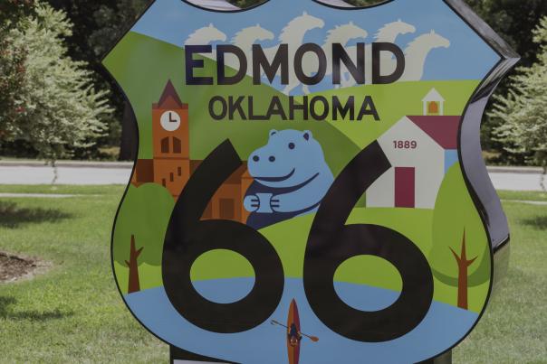 Route 66 shield art at Fink Park in Edmond, OK