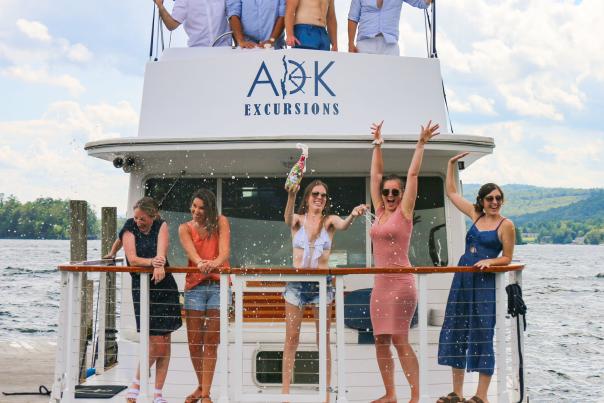 Friends on a boat cruise