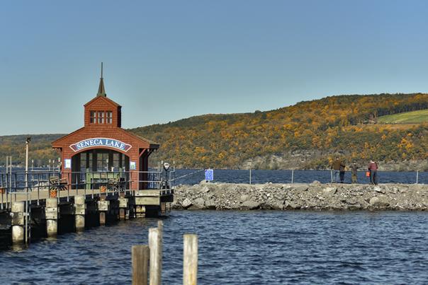 fall foliage and the pier