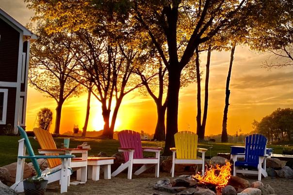 sunset, firepit, summer in West Michigan