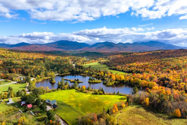 Coffin Pond and Franconia Notch Aerial Shot